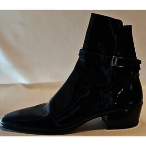 Saint Laurent Clementi Ankle Boot in black patent leathe